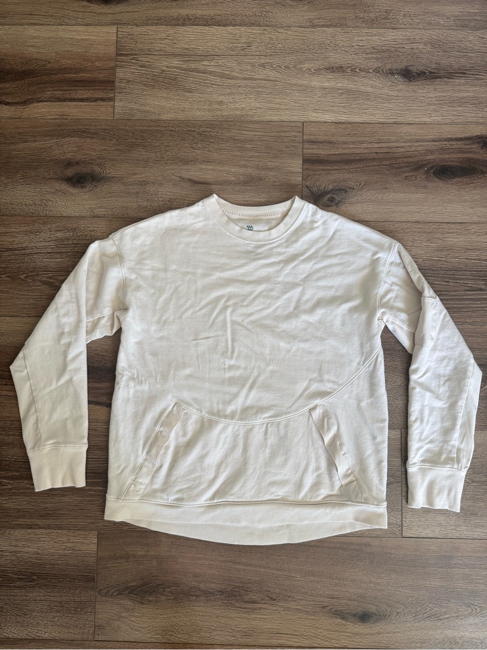 All In Motion Modern Crewneck Sweatshirt, Front Pockets, French Terry Ivory